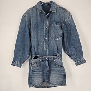 Alexander Wang Long Sleeve Pre-style Mini Shirt Dress in Vintage Light Indigo 2